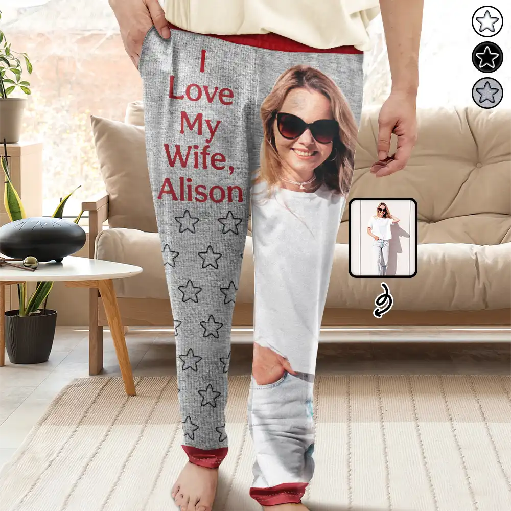 Trend Forward Threads For Her Custom Photo For Husband I Love My Wife - Personalized Pajama Pants