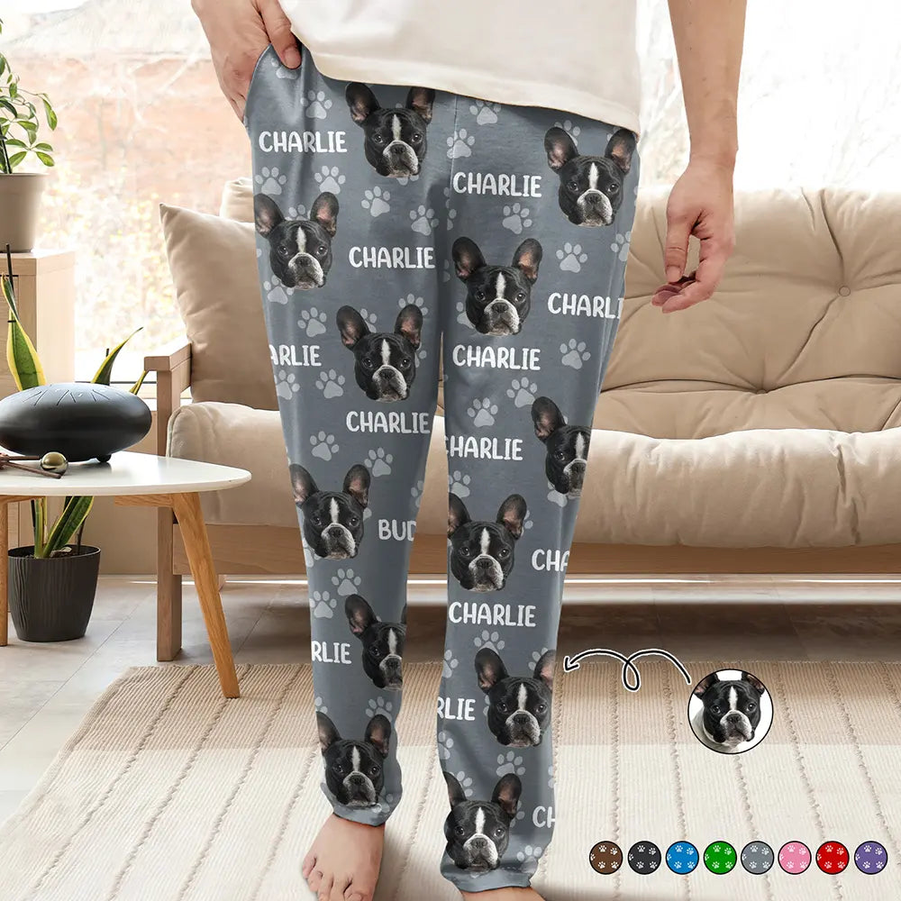 Chic Wardrobe Essentials Custom Photo Funny Pet Face Pattern Dog Cat Family - Personalized Pajama Pants