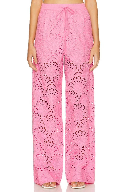 Style Versatile Women's Collection Fab Broderie Anglaise Pant In Bubblegum