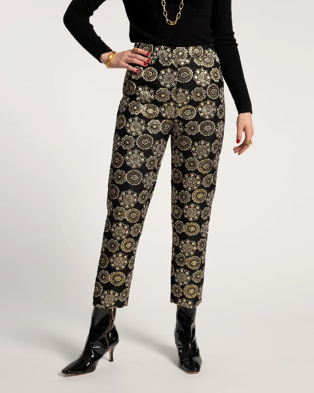 Wardrobe Upgrade Lucy Pant Large Floral Metallic Jacquard