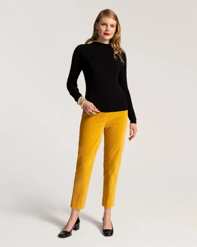 Stylish Spring Fashion Lucy Pant Stretch Velvet Mustard