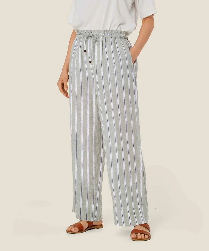 Women's Fashion Hotspots Penla Striped Linen Pant In Bog Print