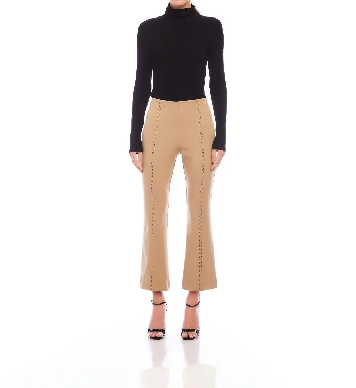 Trendy Threads Sigourney Saddle Stitch Pants In Camel