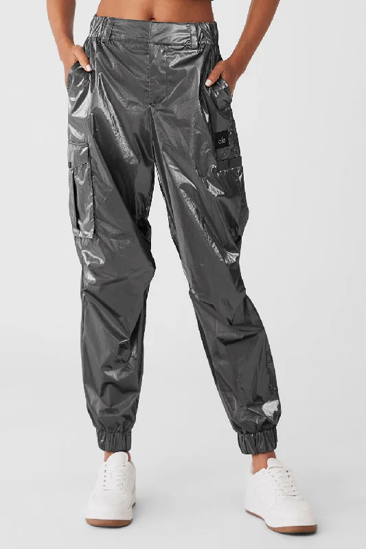 Top Brand Discounts Metallic High-Waist Break Line Jogger - Silver Metallic