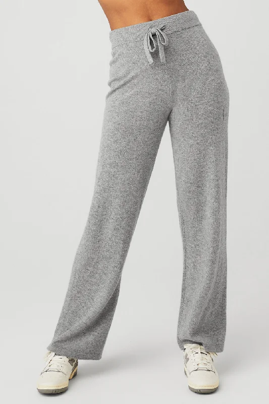 Limited Stock Cashmere High-Waist Jet Set Wide Leg Pant - Dove Grey Heather