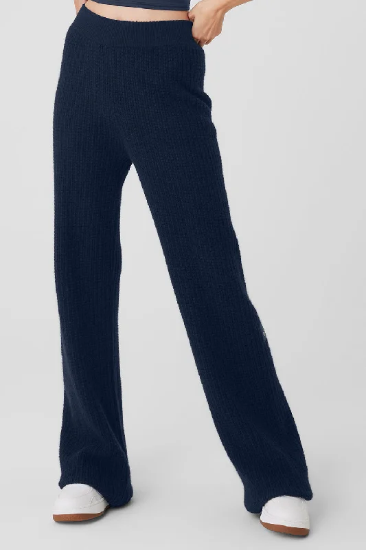 Father's Day Deals Cashmere High-Waist Plush Waffle Pant - Navy