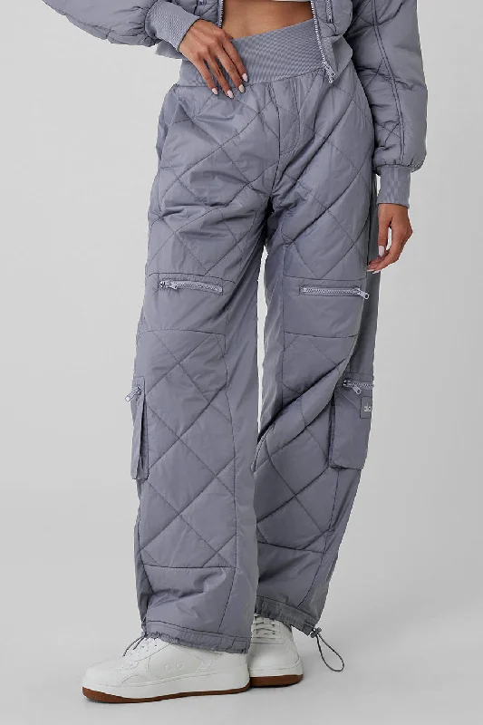 Stylish Savings High-Waist Snowrider Puffer Pant - Fog