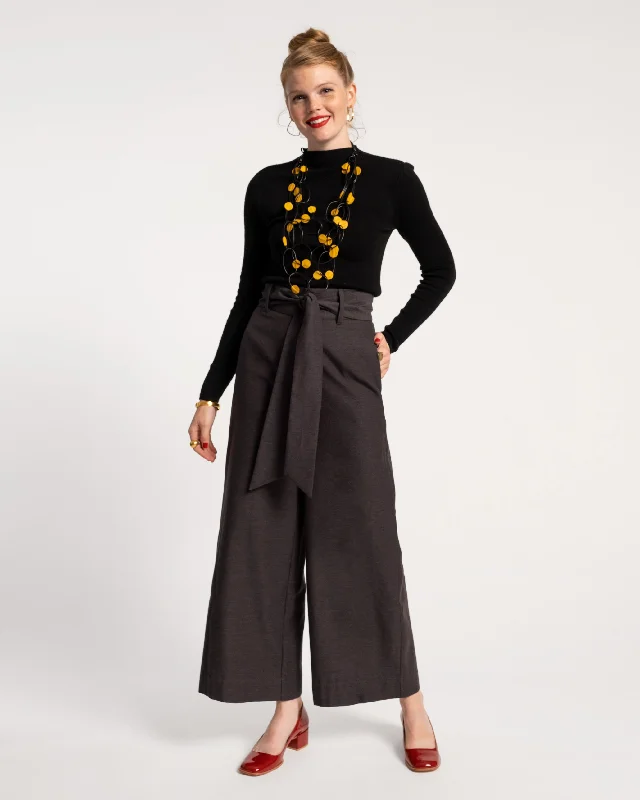 Stylish Savings Zoey Belted Cotton Pant Charcoal