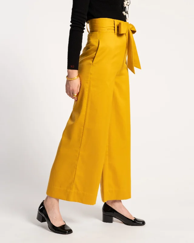 Gift Ideas Zoey Belted Cotton Pant Mustard