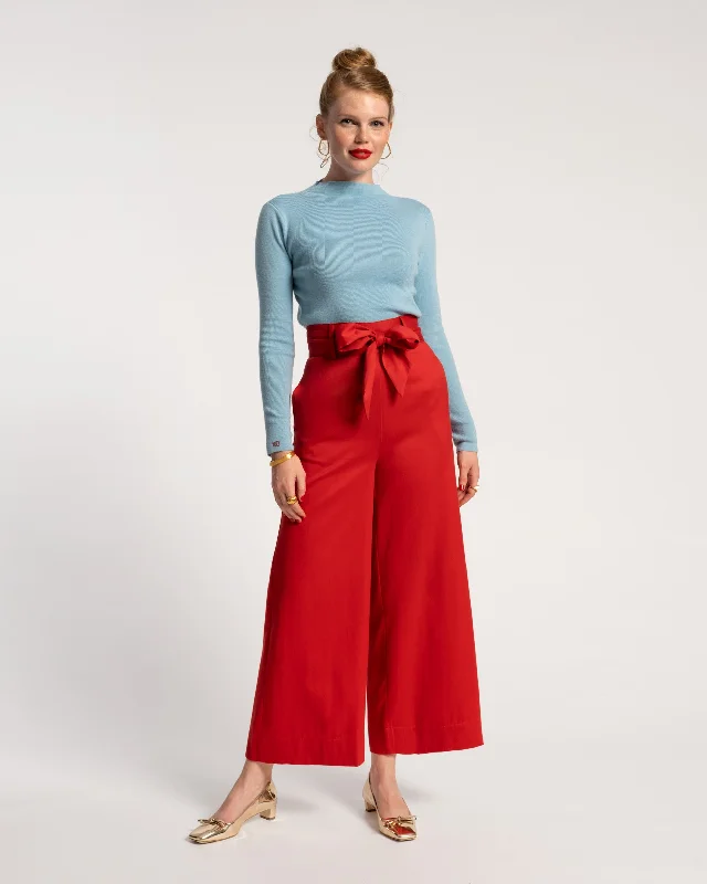 The Good Stuff Zoey Belted Cotton Pant Red