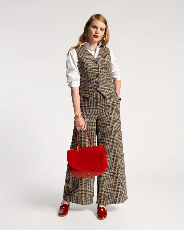 High End Designer Brands Discount Zoey Belted Pant Leeds Houndstooth Wool